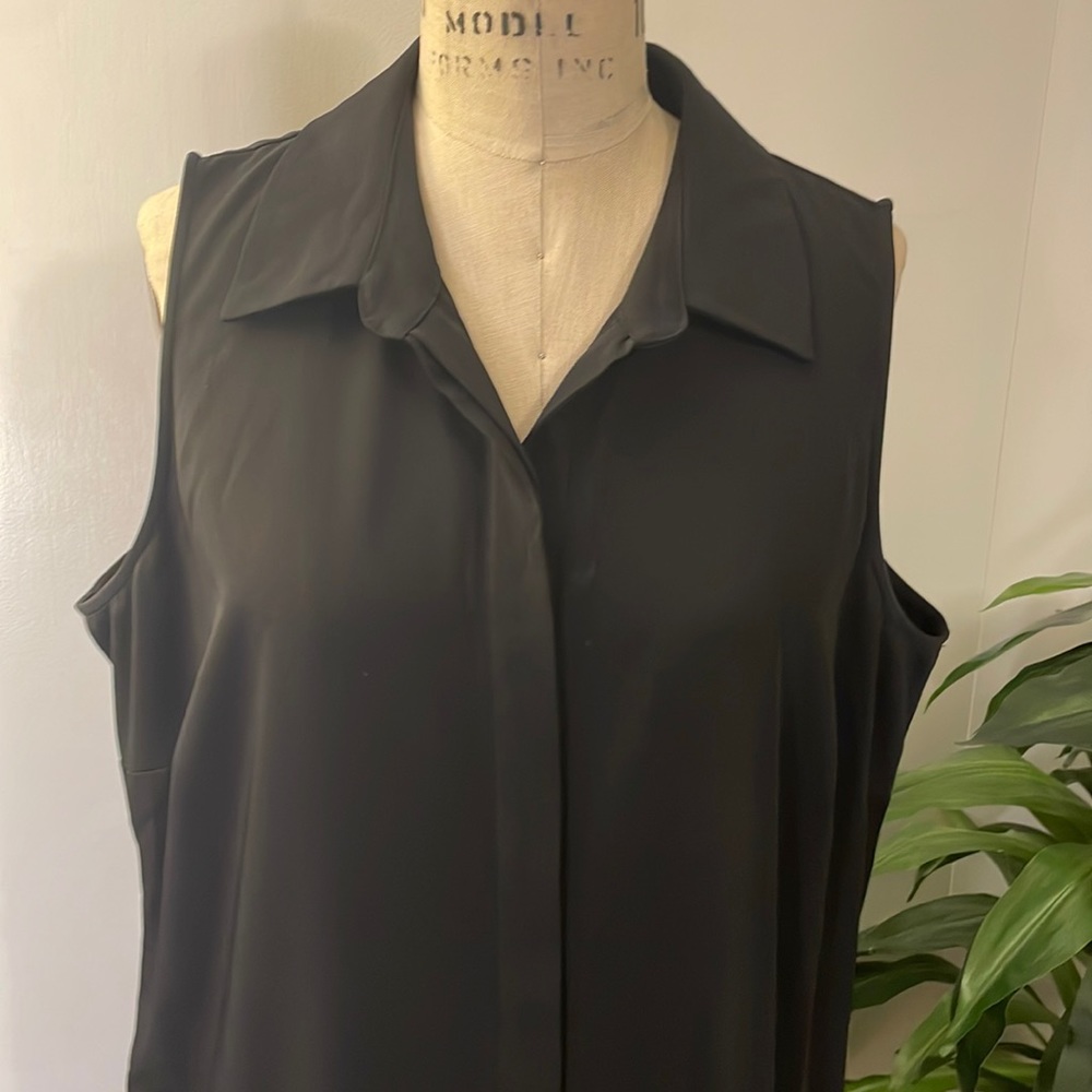 Jones New York sleeveless black button up midi dress - Picture 2 of 6